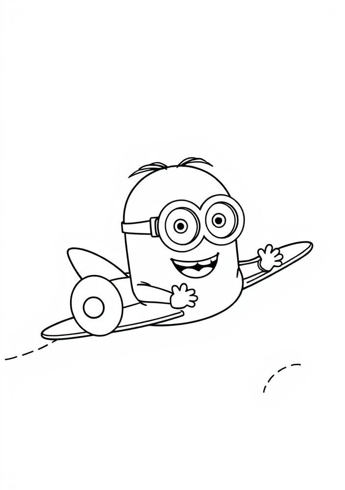 Minion pilotando um avião para colorir