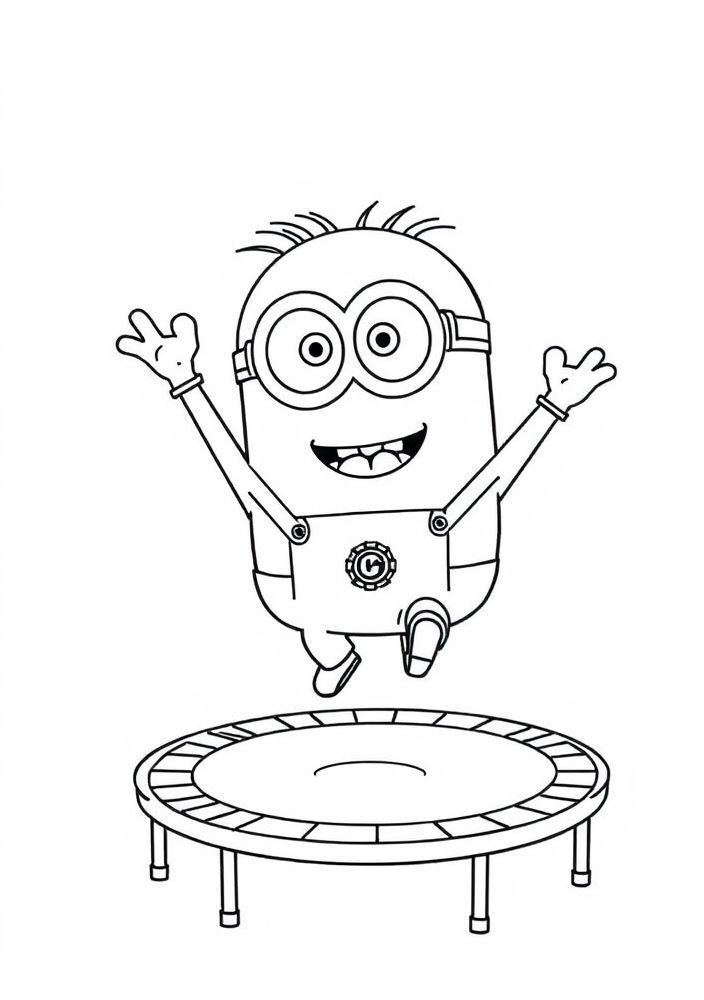 Minion saltando em um trampolim para colorir