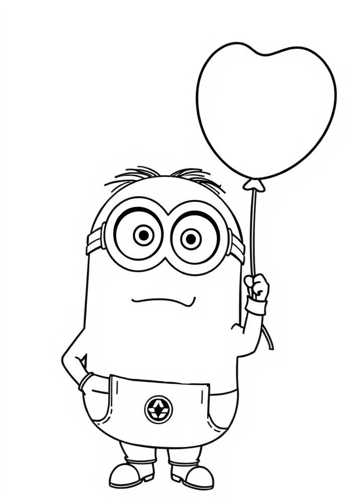 Minion segurando um balão para colorir