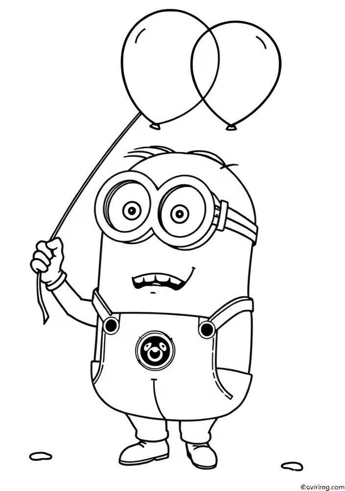 Minion segurando um balão para colorir