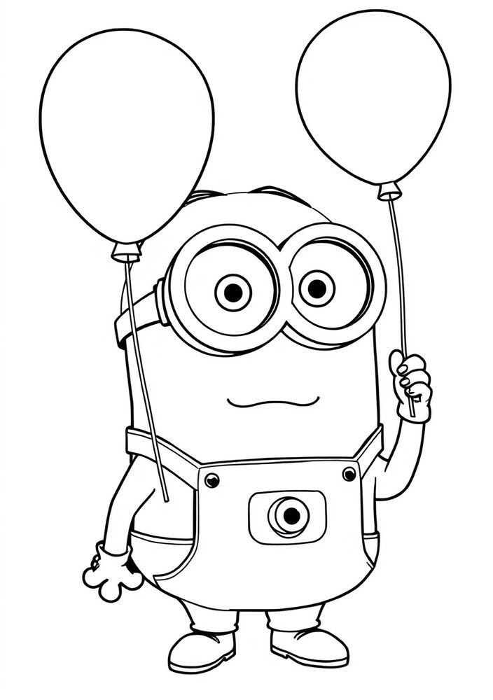 Minion segurando um balão para colorir
