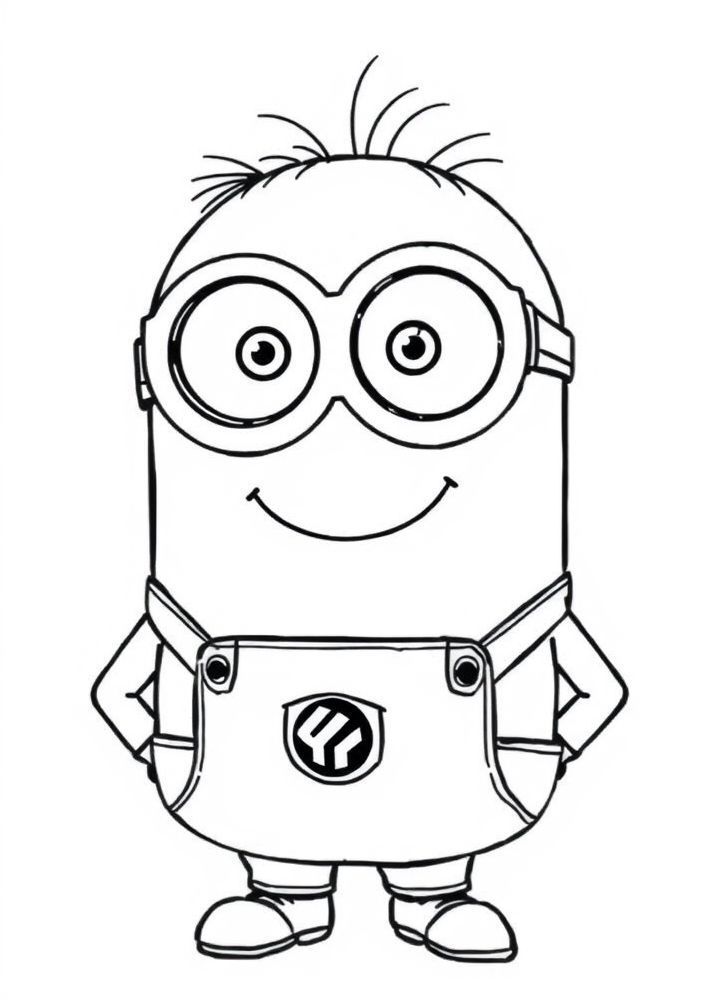 Minion sorridente com óculos para colorir