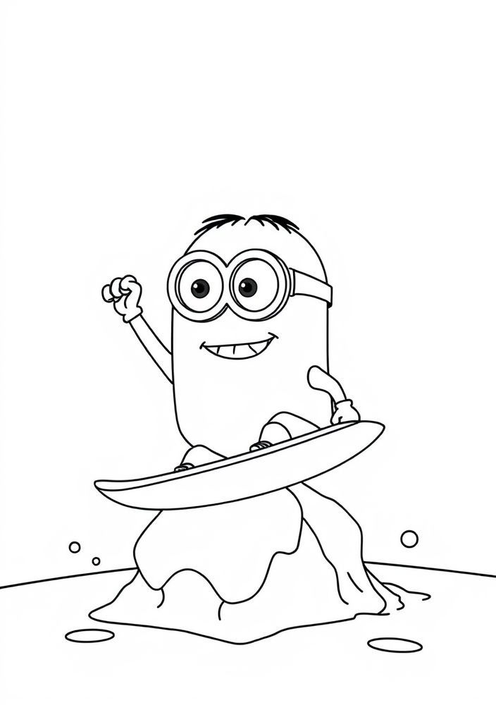 Minion surfando em um sorvete para colorir
