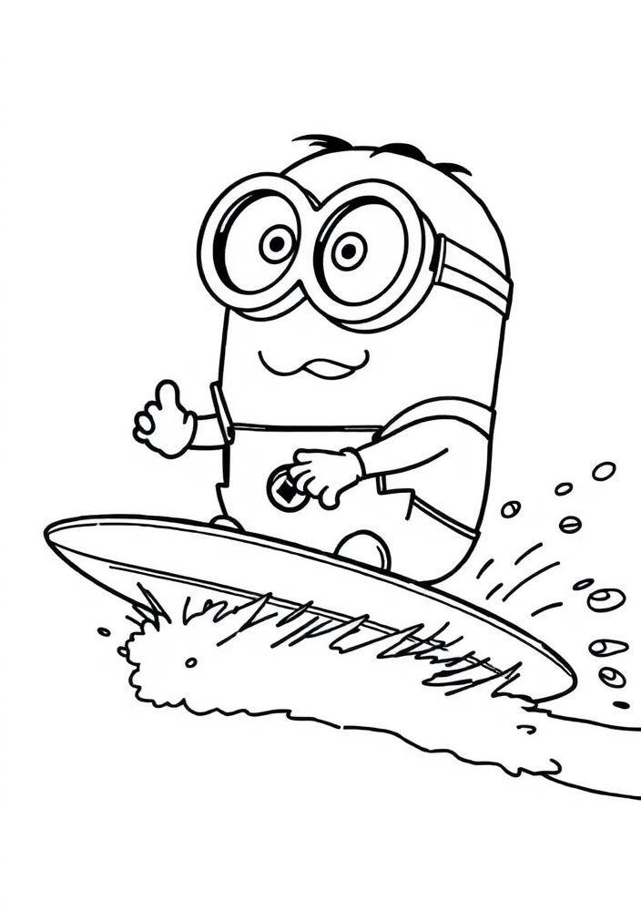 Minion surfista para colorir