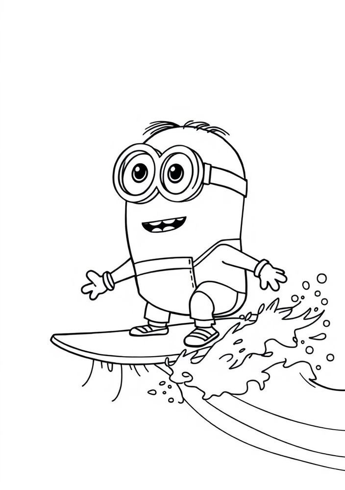Minion surfista para colorir