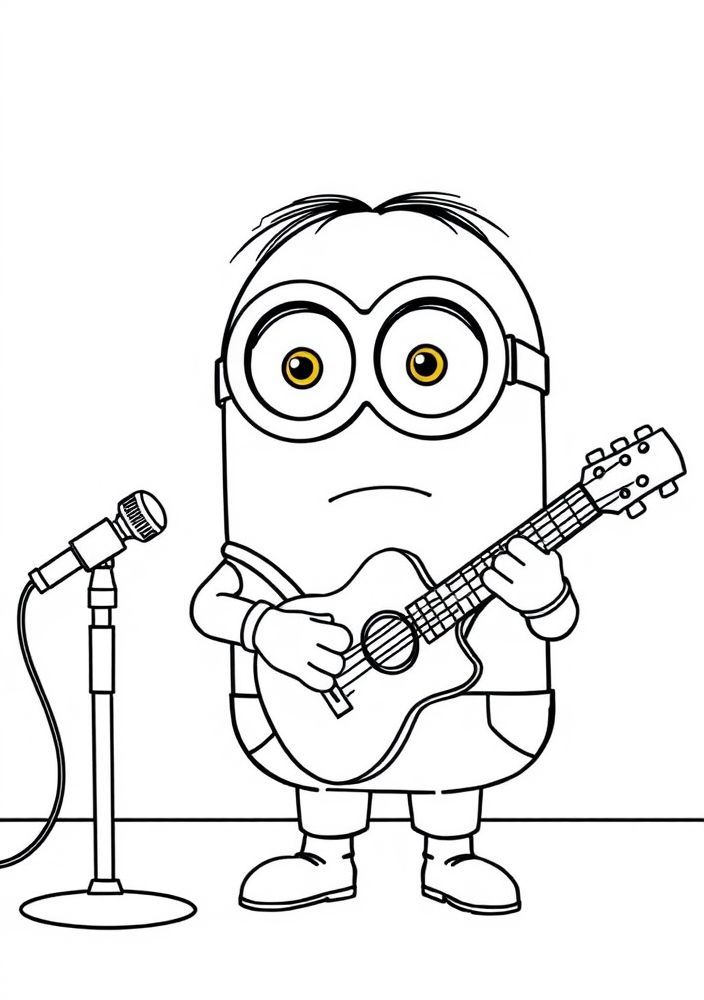 Minion tocando guitarra em um show