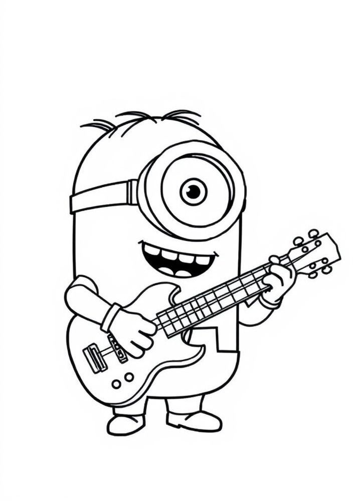 Minion tocando guitarra para colorir