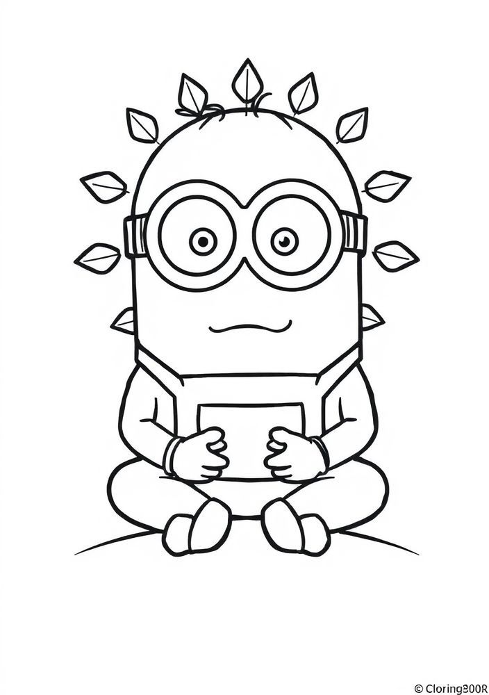 Minion tranquilamente meditando para colorir