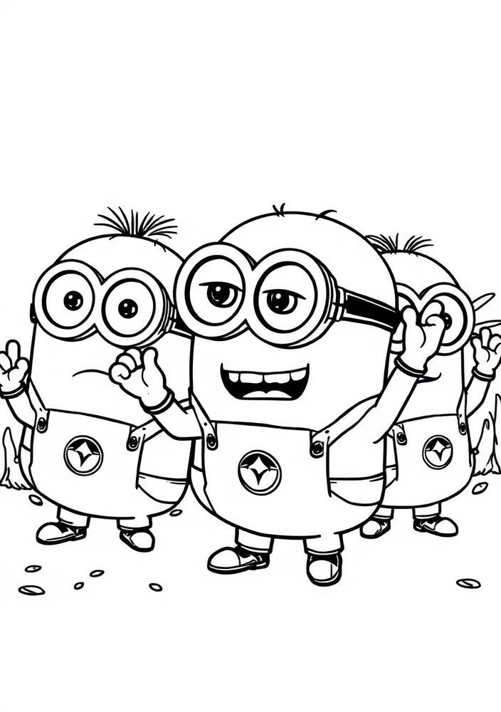 Minions espionando para colorir