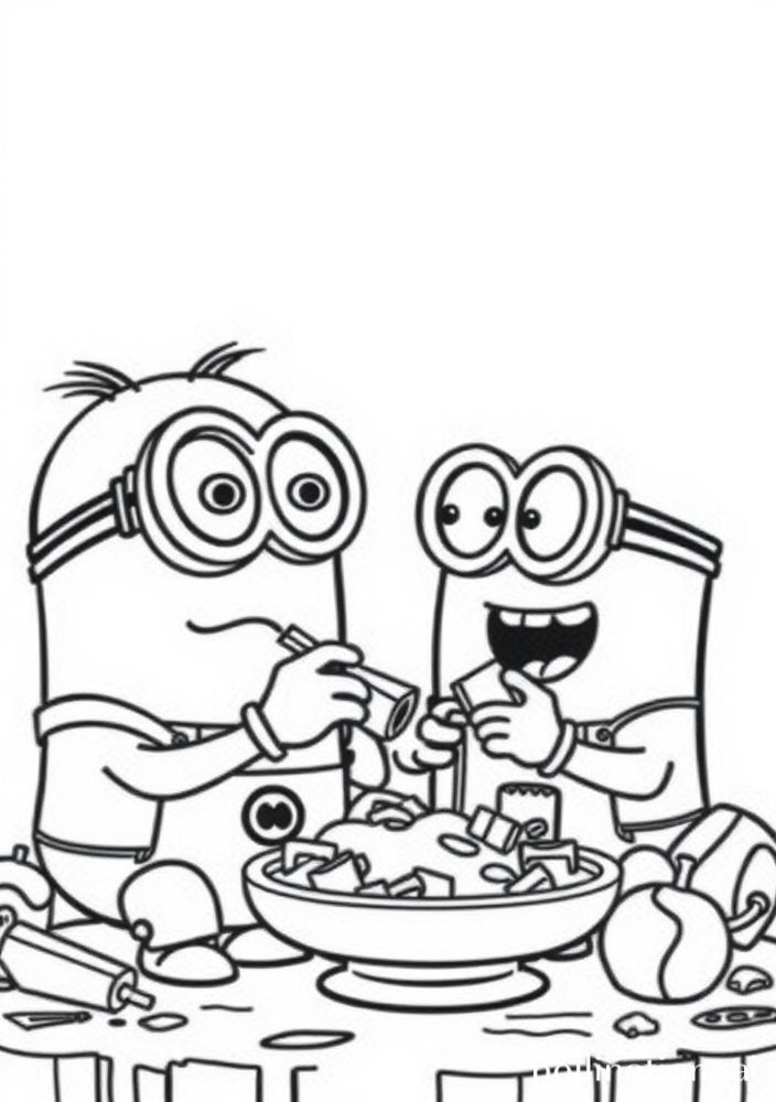 Minions fazendo comidas gostosas para colorir