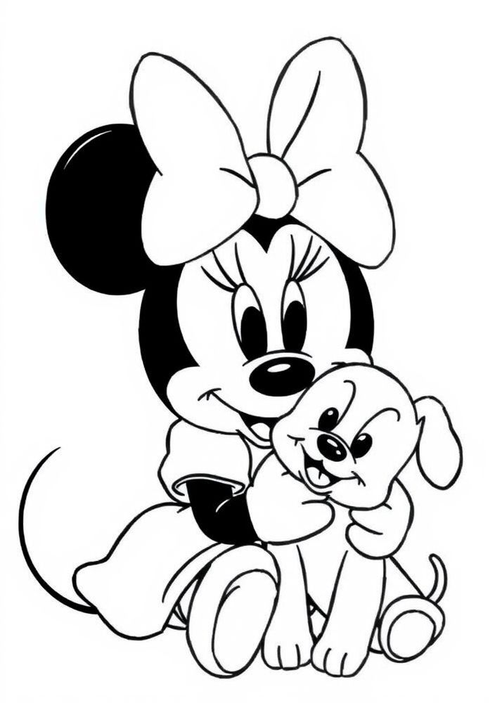 Minnie Mouse e seu cachorrinho para colorir