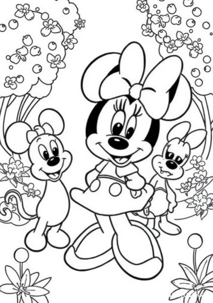Minnie Mouse e seus amigos no parque para colorir