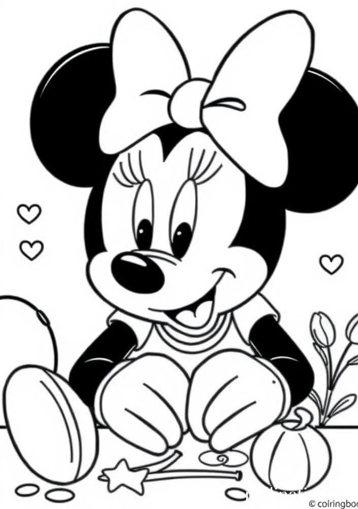 Minnie Mouse fazendo artesanato para colorir