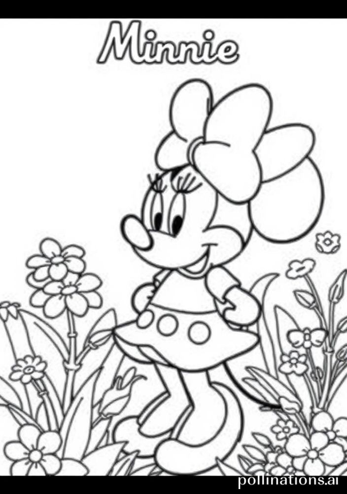 Minnie Mouse no jardim para colorir
