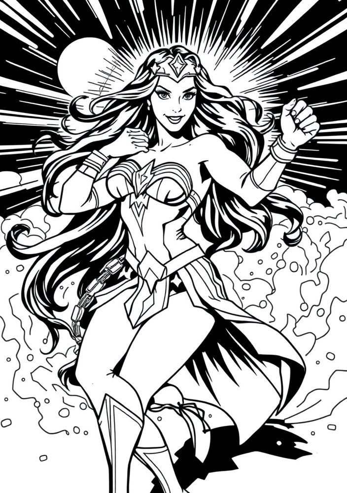 Mulher Maravilha dançando para colorir