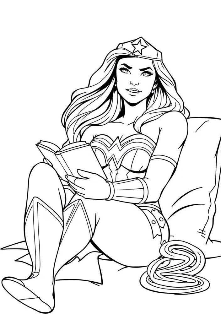 Mulher Maravilha em um dia de folga para colorir
