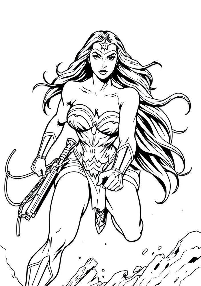 Mulher Maravilha em uma missão secreta para colorir