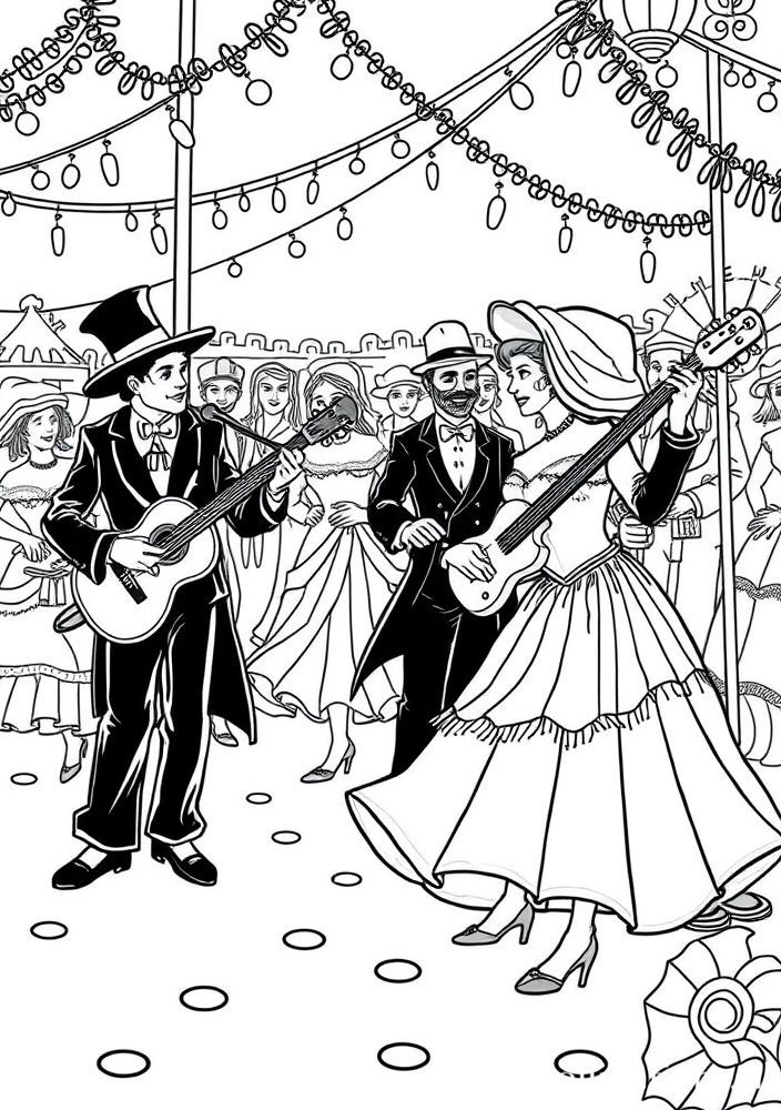 Música e dança do Carnaval para colorir