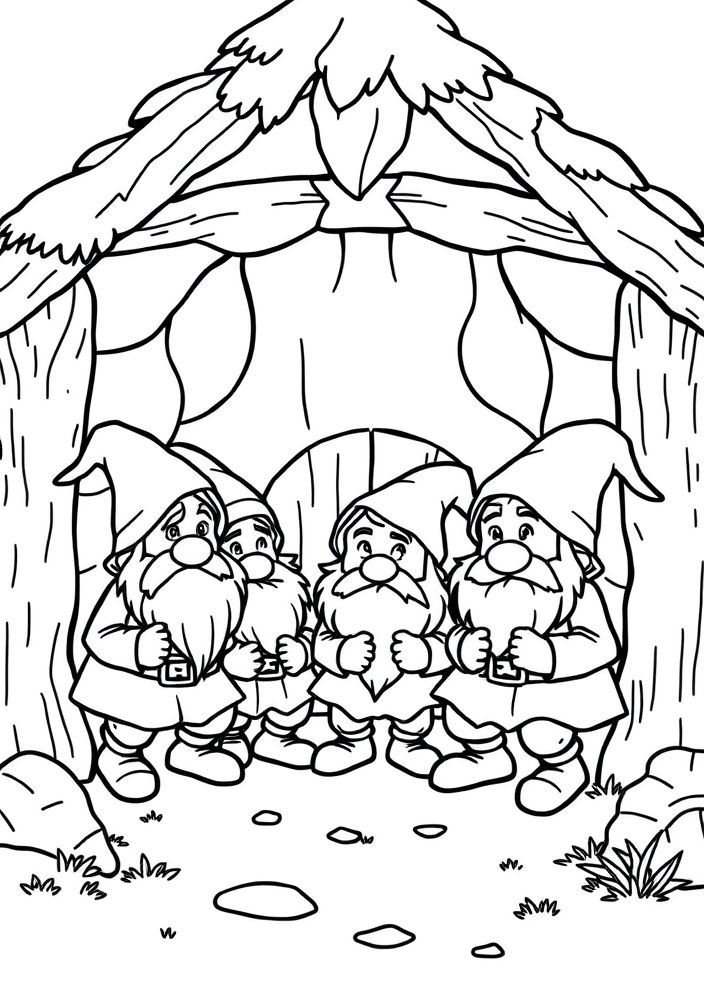 Os Anões em sua casa para colorir
