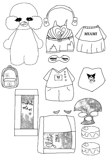 Paper Duck para colorir com roupas e acessórios imprimíveis grátis