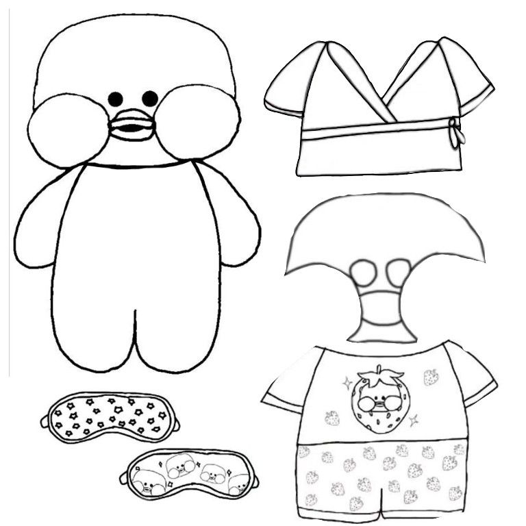 Paper Duck para colorir com roupas e acessórios para imprimir grátis