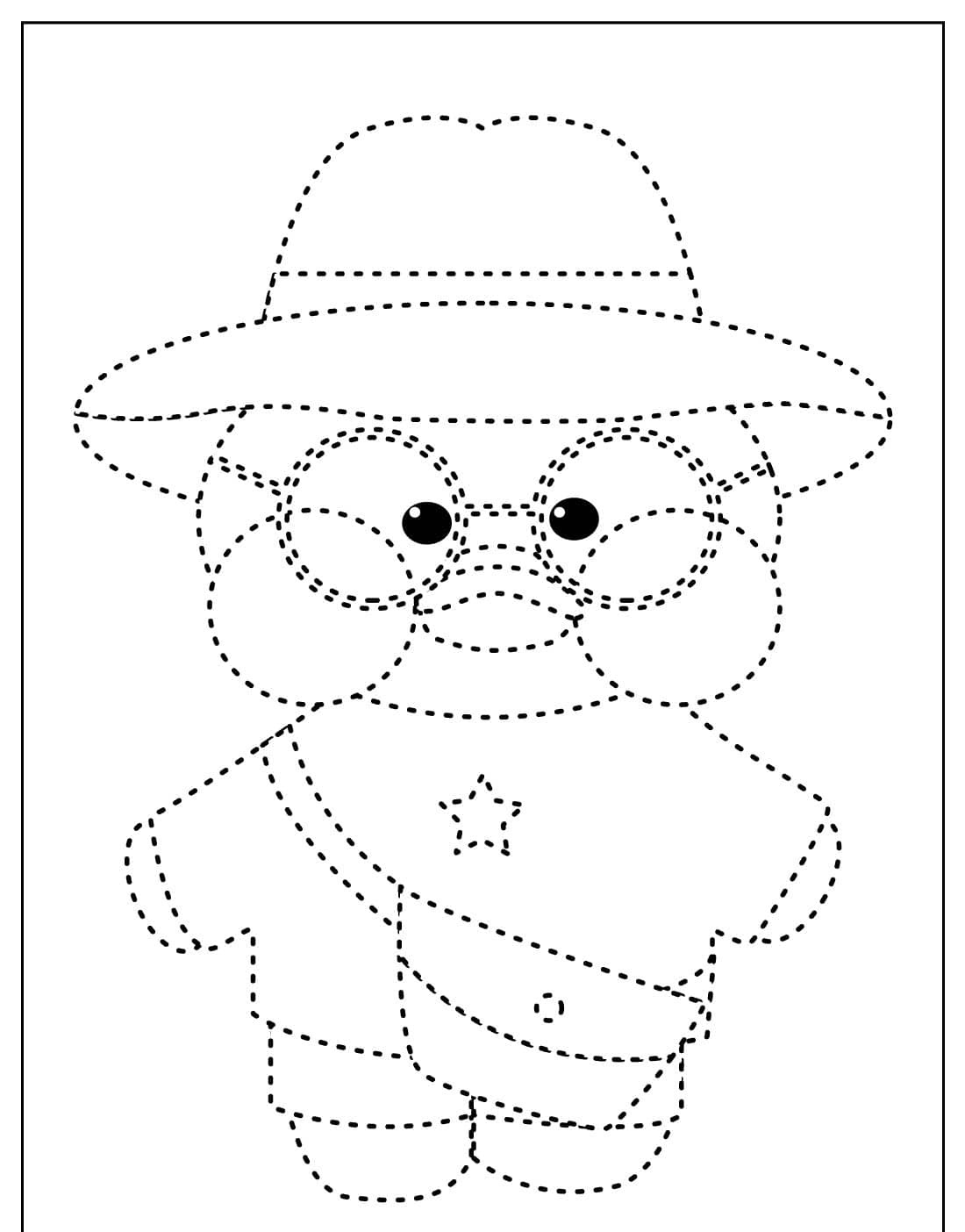 Paper Duck detetive para ligar os pontos e colorir para imprimir