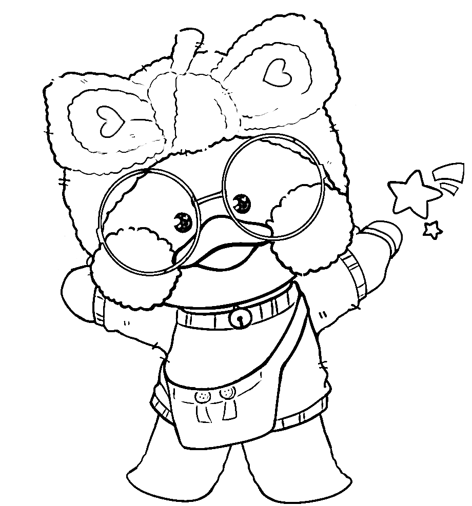 Paper Duck fofo com óculos e laço para colorir e recortar online