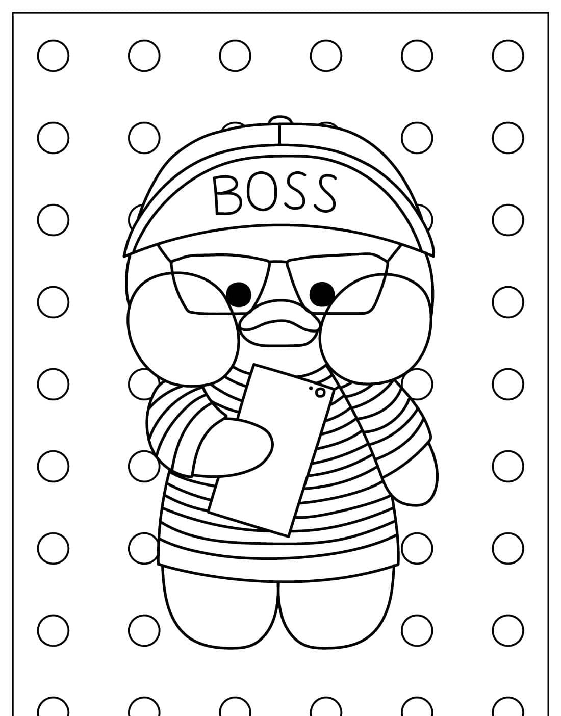 Desenho do Paper Duck Chefe com óculos e boné