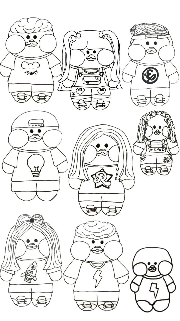 Paper Duck para colorir e recortar com roupas e acessórios diversos