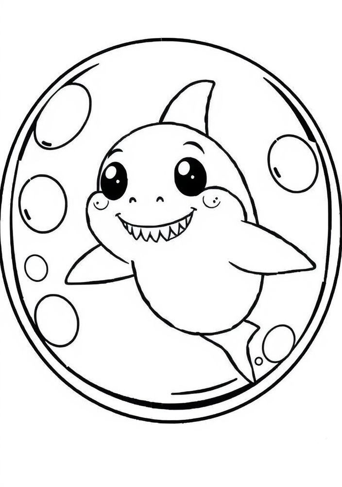 Papinol do Baby Shark em uma bolha para colorir