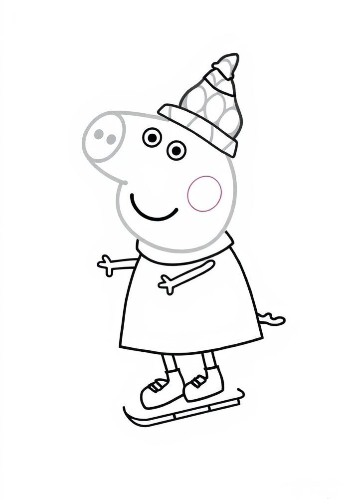 Peppa Pig aprendendo a patinar para colorir