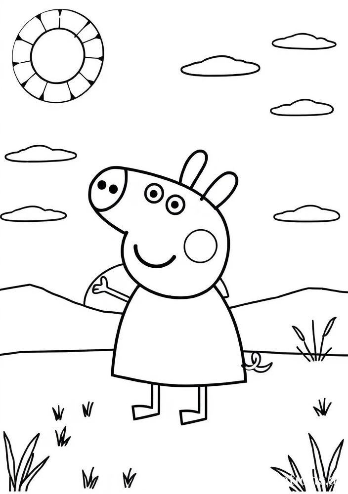 Peppa Pig assistindo ao pôr do sol para colorir