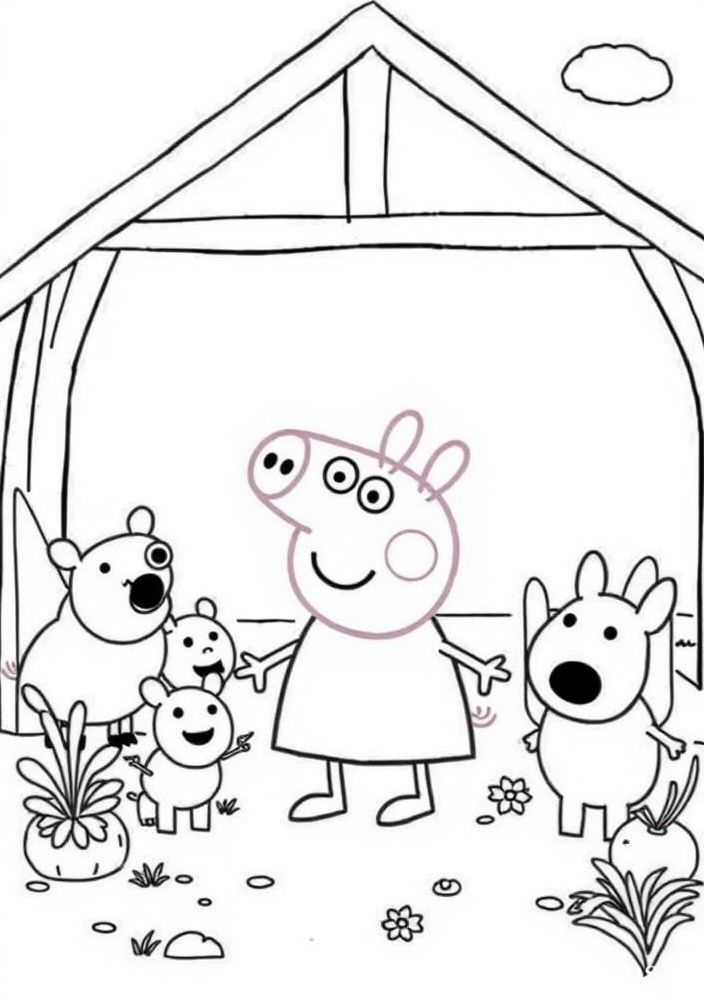 Peppa Pig e os animais da fazenda para colorir