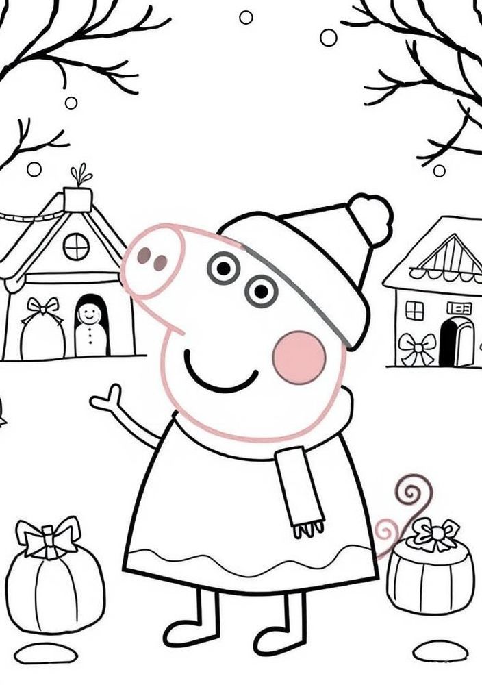 Peppa no festival de inverno para colorir