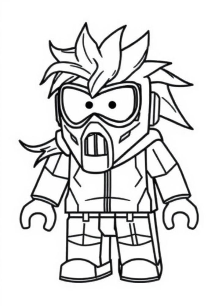 Personagem do Roblox com máscara para colorir