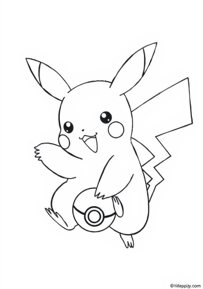 Pikachu brincando com uma bola de energia para colorir
