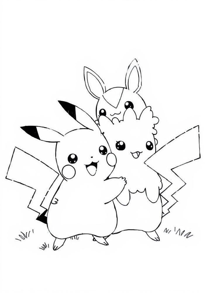 Pikachu e um raichu amigos para colorir