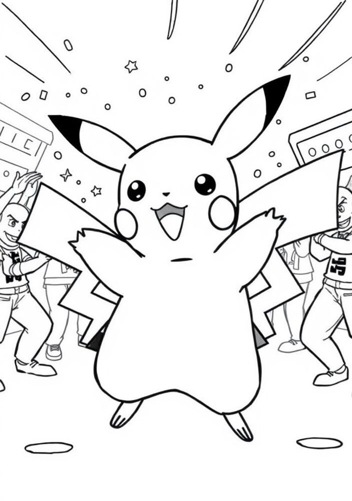 Pikachu em uma batalha de dança para colorir