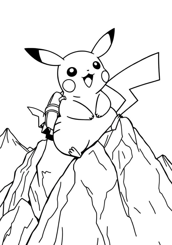 Pikachu escalando uma montanha para colorir