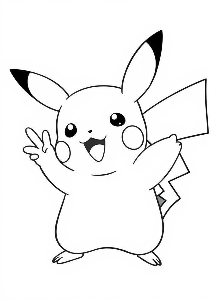 Pikachu fazendo um gesto de paz para colorir