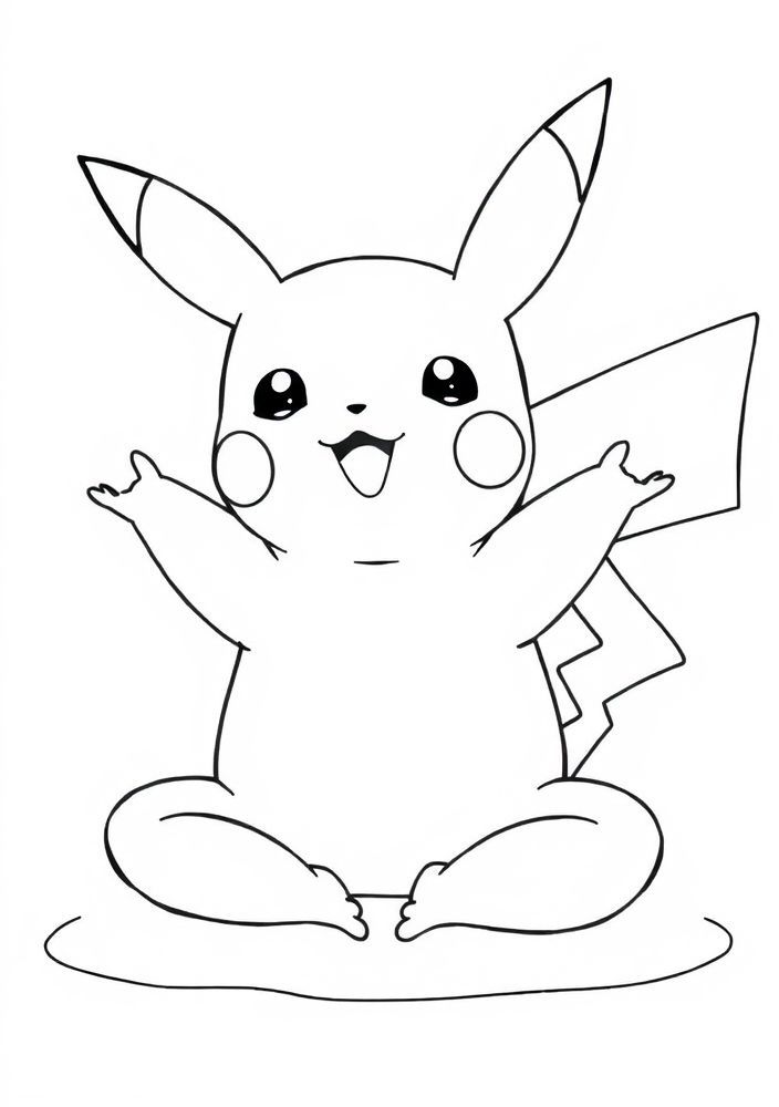 Pikachu fazendo yoga para colorir