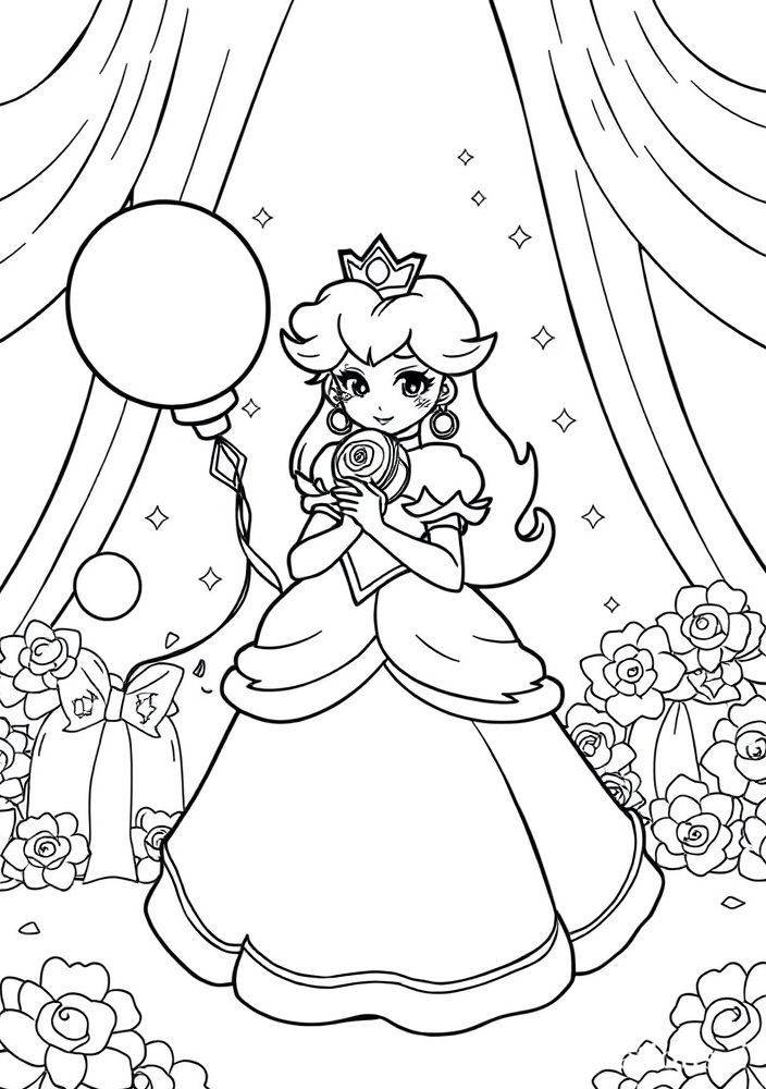 Princesa Peach em um baile para colorir