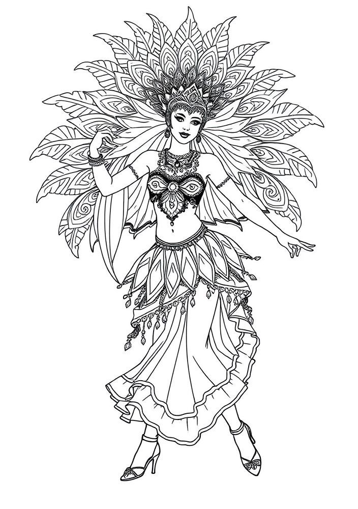 Samba de passista para colorir