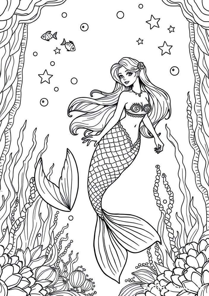 Sereia em um Baile de Gala Subaquático para colorir