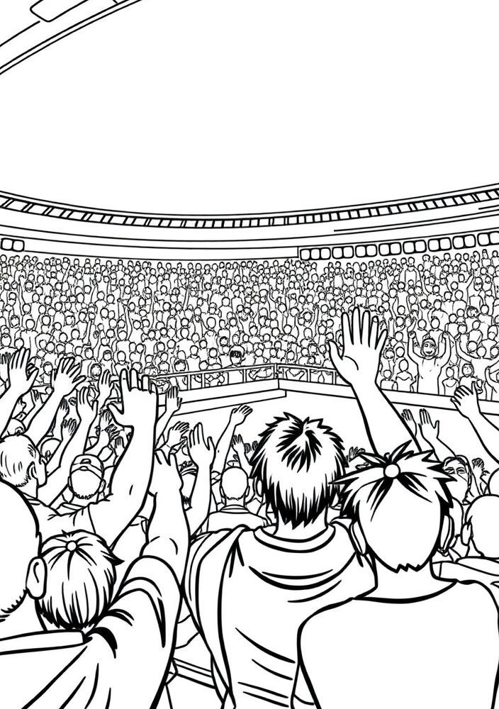 Torcida Vibrante em um Estádio para Colorir