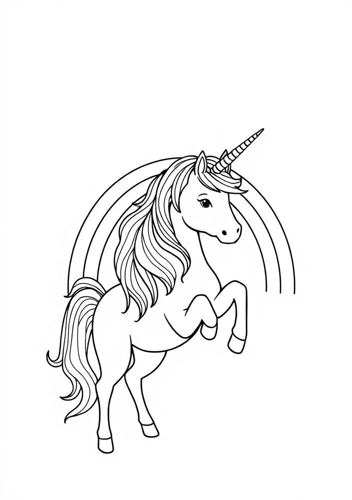 Unicórnio e arco-íris para colorir