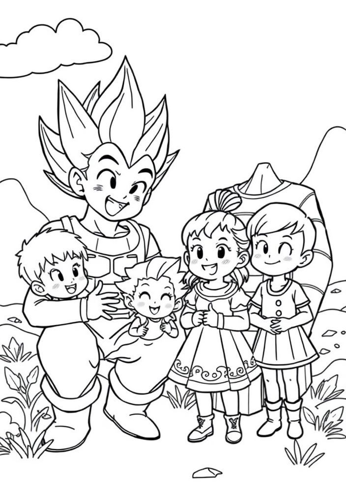 Vegeta e sua família para colorir
