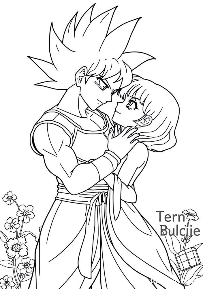 Vegeta junto a Bulma para colorir