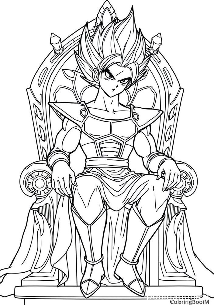 Vegeta sentado em um trono para colorir