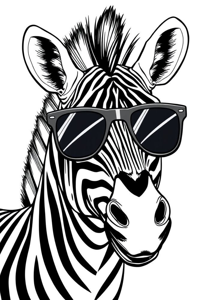 Zebra com óculos de sol para colorir